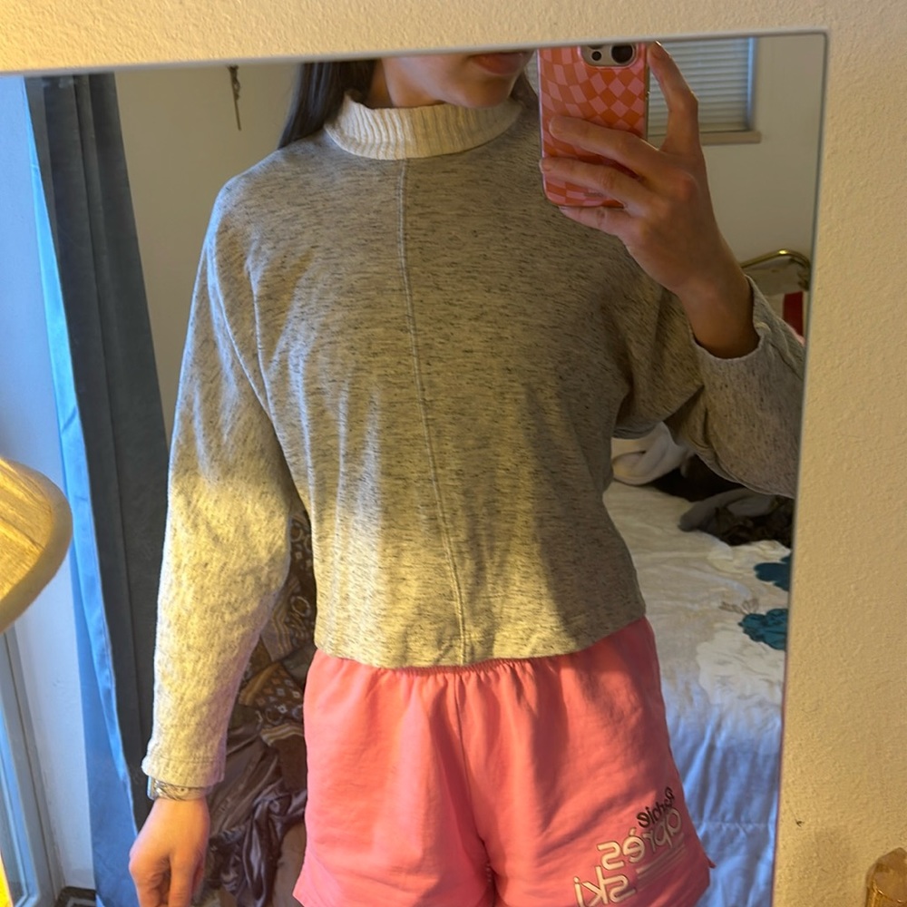 Heather gray and white Splendid mock neck long sleeve